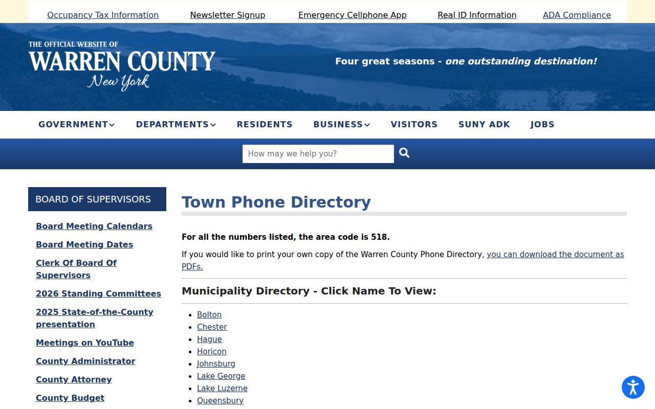 Queensbury criminal court contact in the Warren County municipal directory