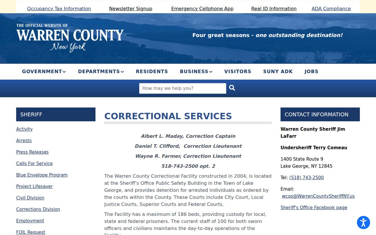 Warren County arrest booking at the Correctional Facility