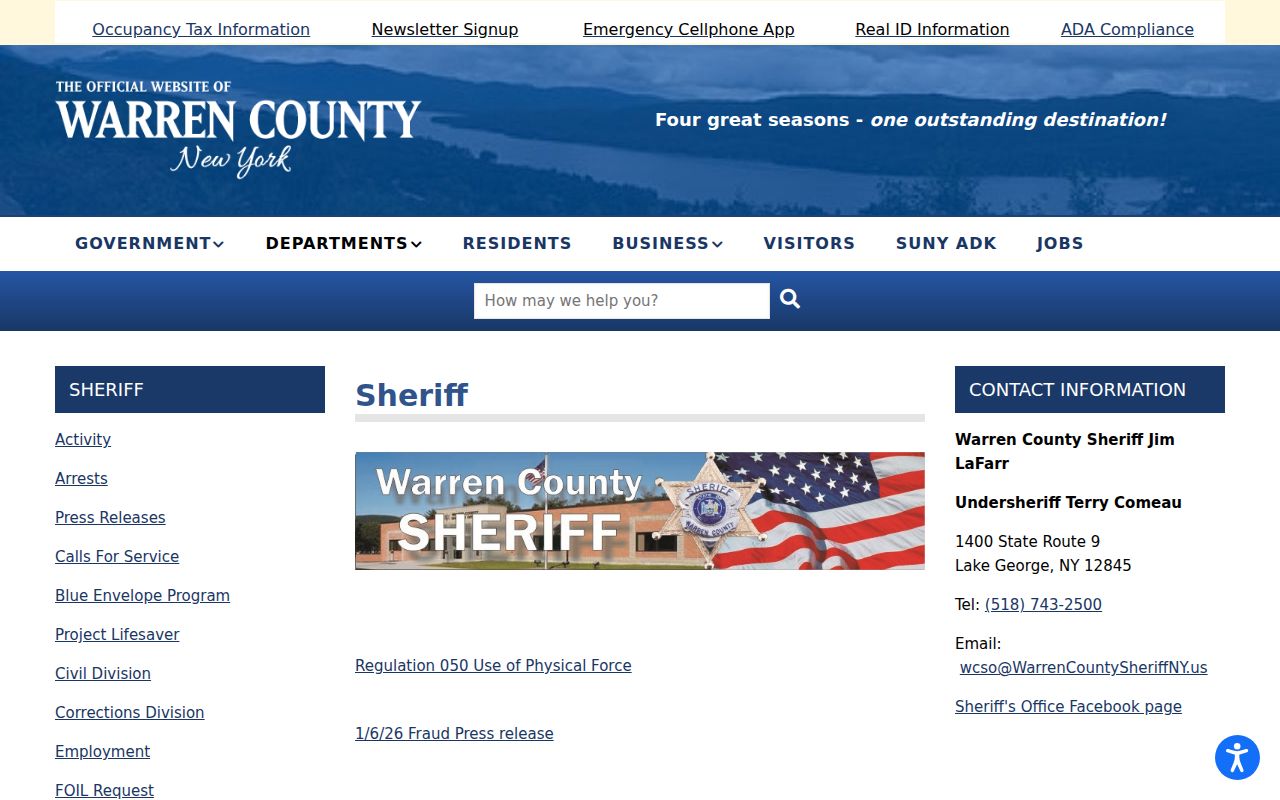 Warren County arrest history Sheriff homepage