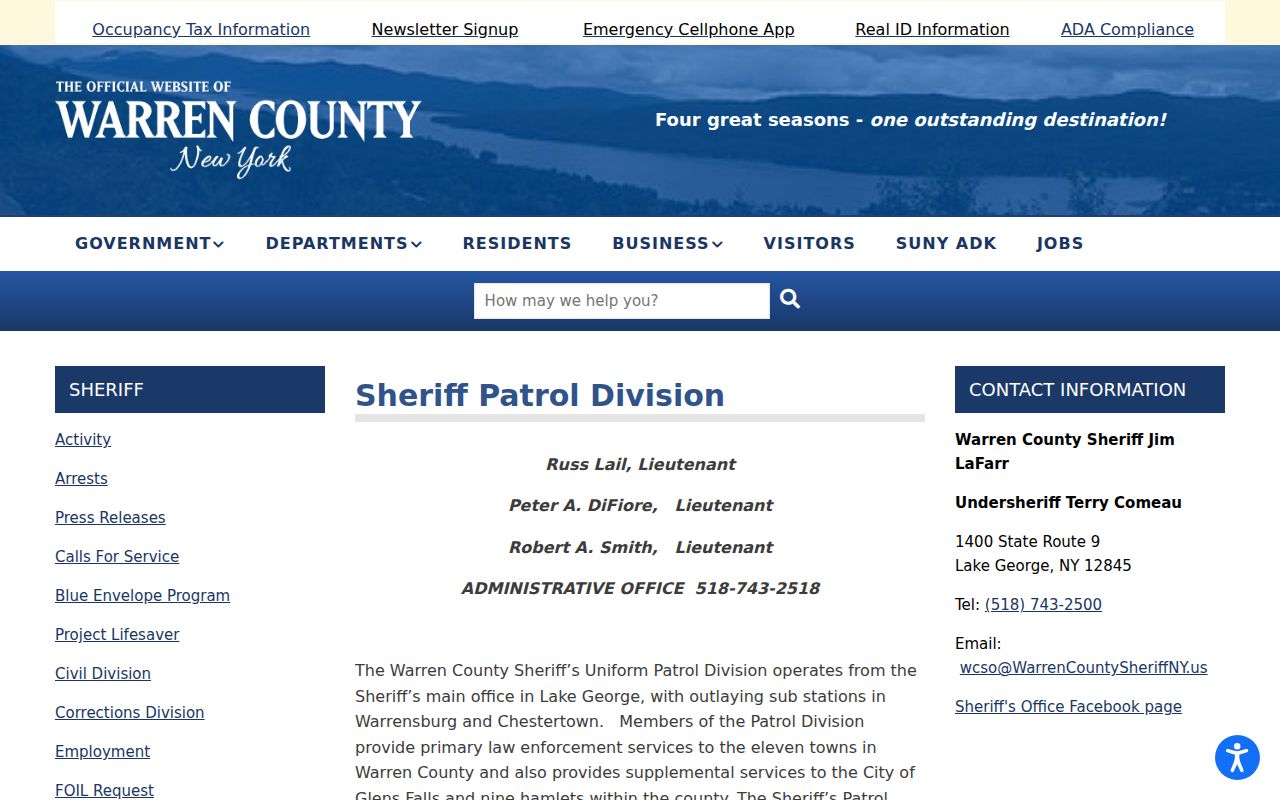 Warren County arrest history Sheriff patrol resources