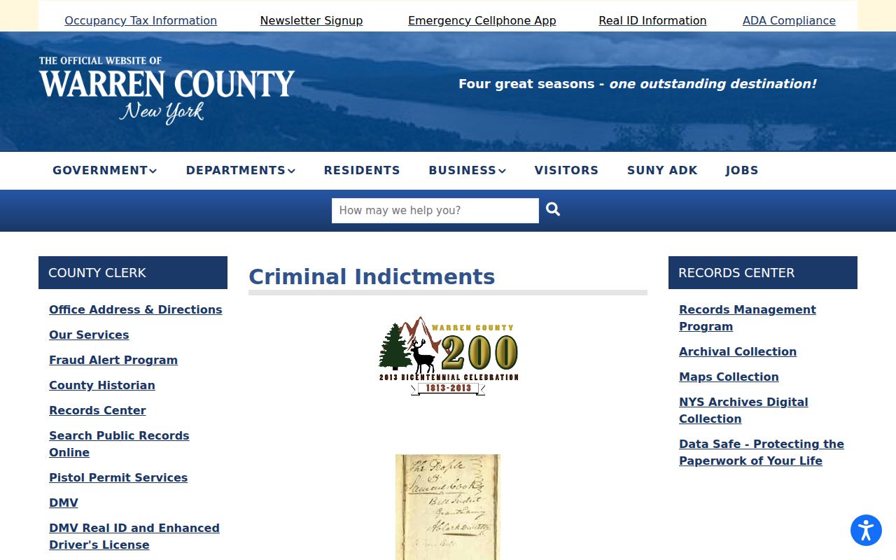 Warren County criminal court case indictment archive