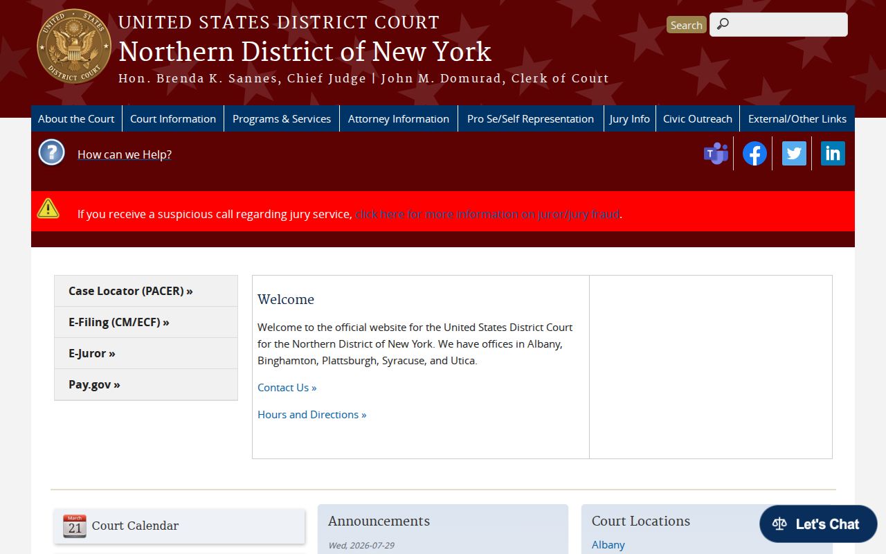 Warren County criminal history Northern District of New York court