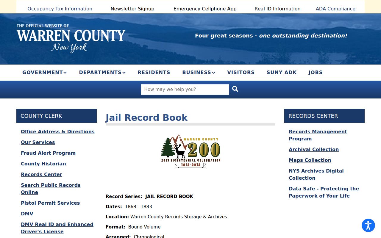 Warren County criminal history historic jail record book