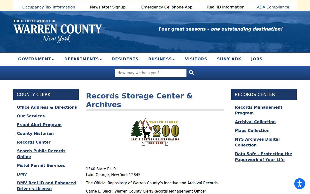 Warren County criminal history Records Storage and Archives portal