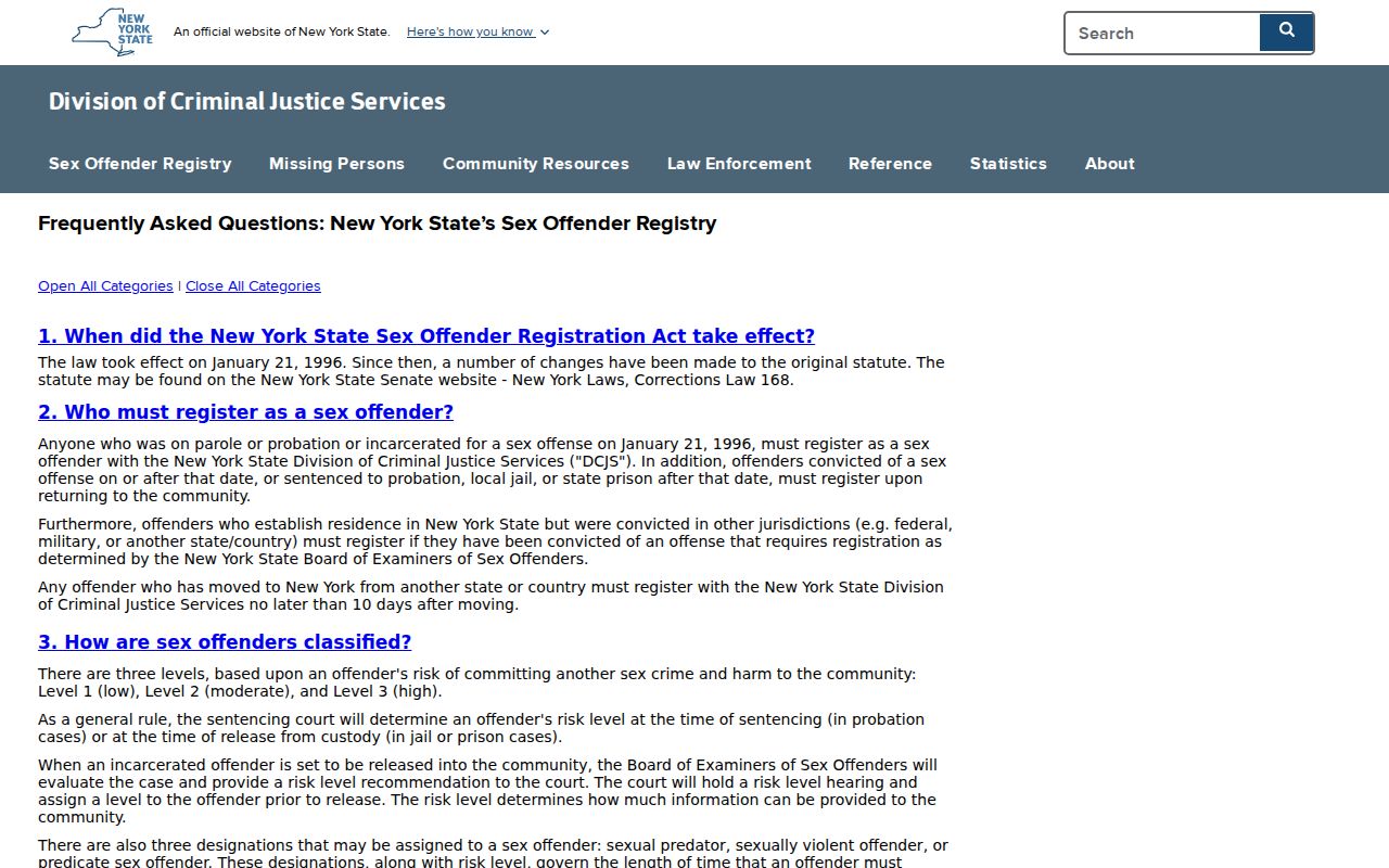 Warren County sex offender registry risk level FAQ