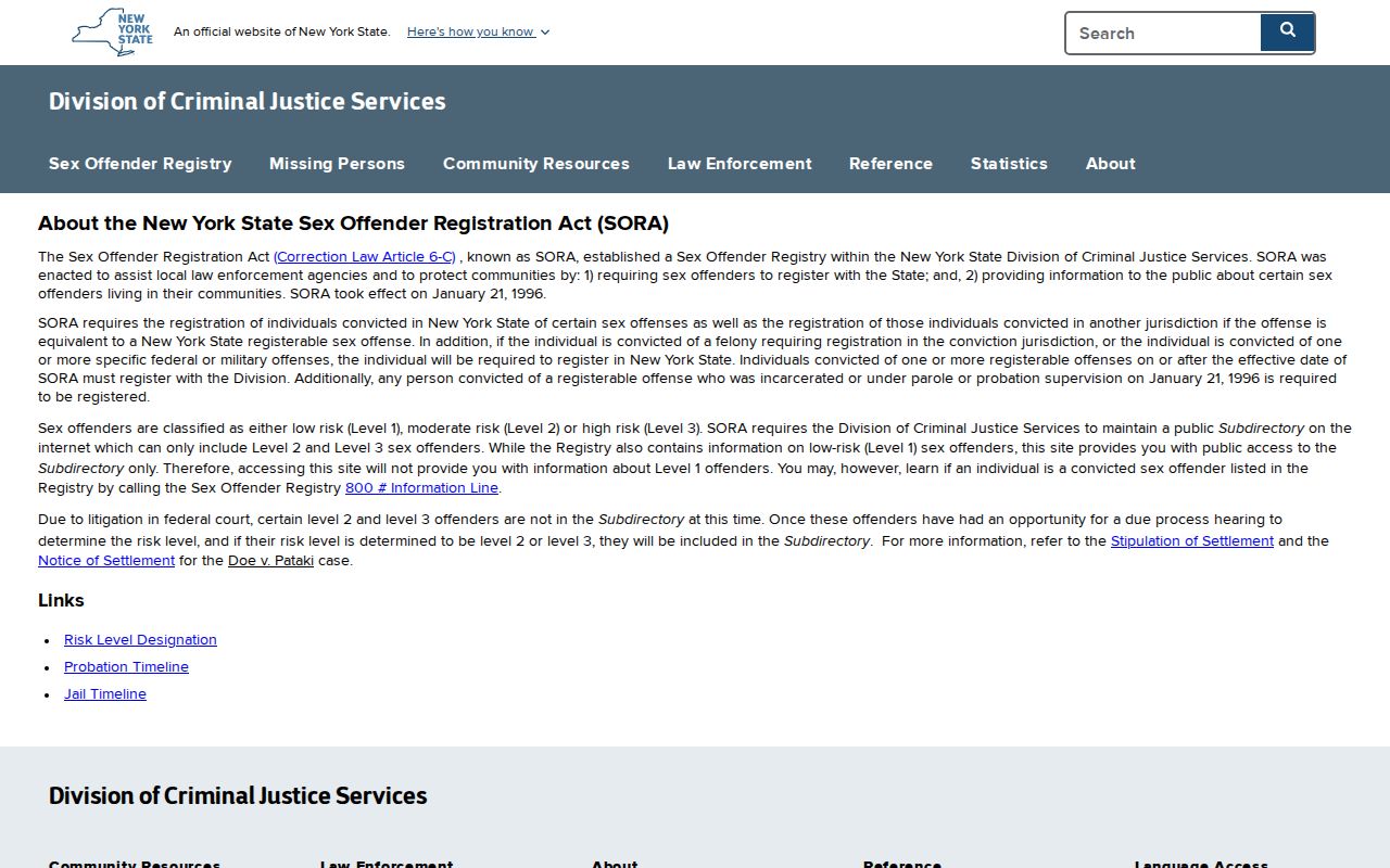 Warren County sex offender registry SORA legal information