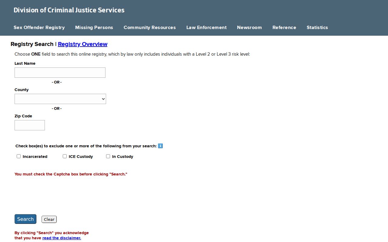Warren County sex offender registry search controls